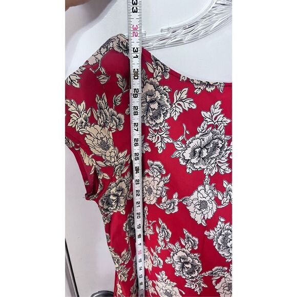 FREE PEOPLE RED FLORAL V NECK DRESS WOMENS SIZE XS - Picture 8 of 9